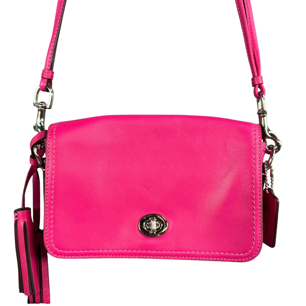 Coach Legacy Penny Crossbody Pink Leather Tassel Handbag 19914